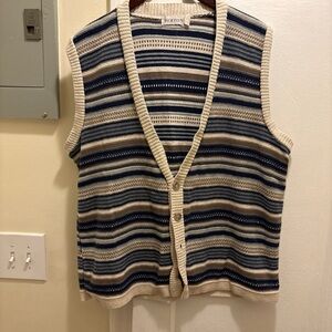 Vintage men’s Bertoni Striped Sleeveless Sweater Vest size large